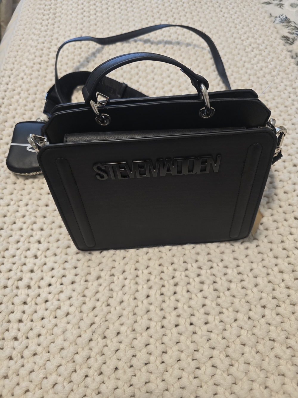 Steve Madden Black Leather Crossbody Satchel